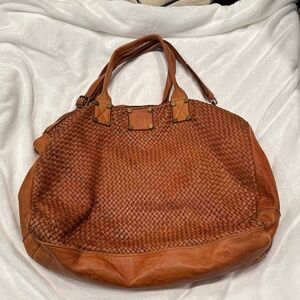 Elegant Brown Woven Leather Tote Bag
